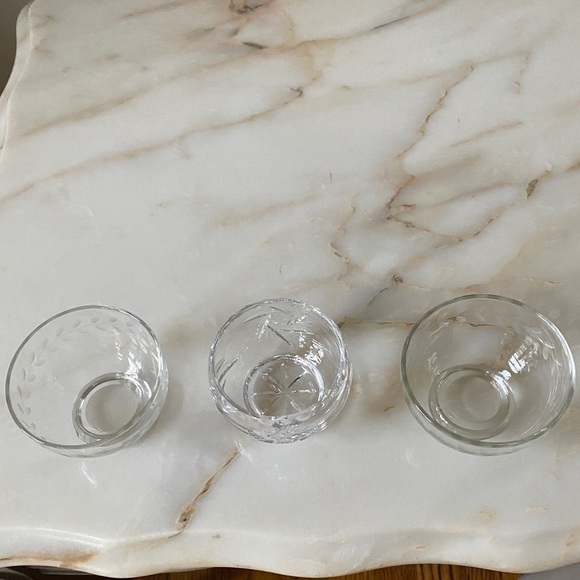 Crystal Sunburst Small Sugar Bowl and 2 Matching Laurel Etched Bowls - Picture 5 of 6